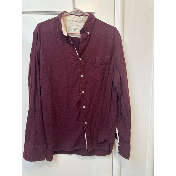 rag & bone Other - Rag & Bone Standard Issue Mens XL Burgundy Cotton Flannel Button Down Shirt